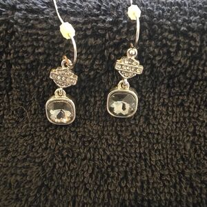 Harkey Davidson Crystal and Black Dangle Earrings
